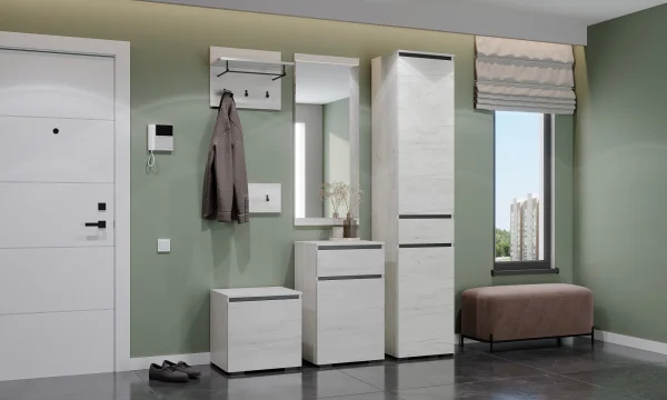 Пенал с ящиком Гретта 2С1Я дуб крафт белый/антрацит