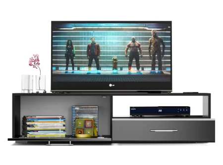 Тумба под ТВ Ларго 1.4 венге/чёрный глянец