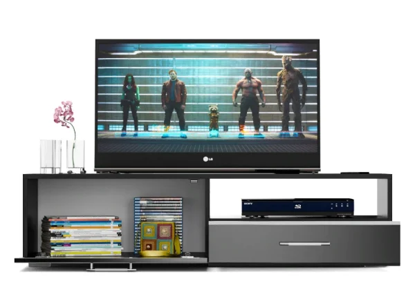 Тумба под ТВ Ларго 1.4 венге/чёрный глянец