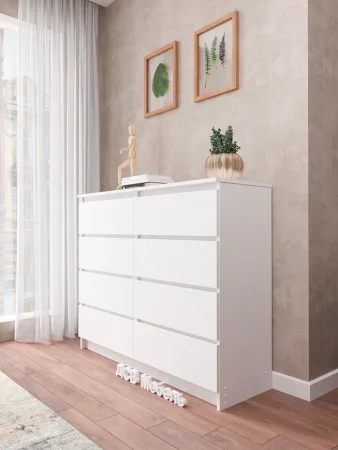 Комод Мори МК 1200.8 белый (8 ящиков)