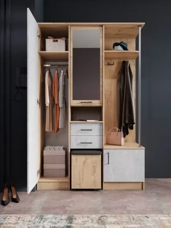 Прихожая Дуся 1.3 дуб бунратти/цемент