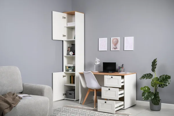 Стеллаж Остин 16.427 белый шагрень/дуб крафт золотой