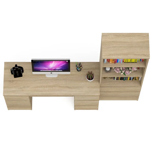 Комплект стол компьютерный МС-2 + Стеллаж МСТ 600.3 дуб сонома