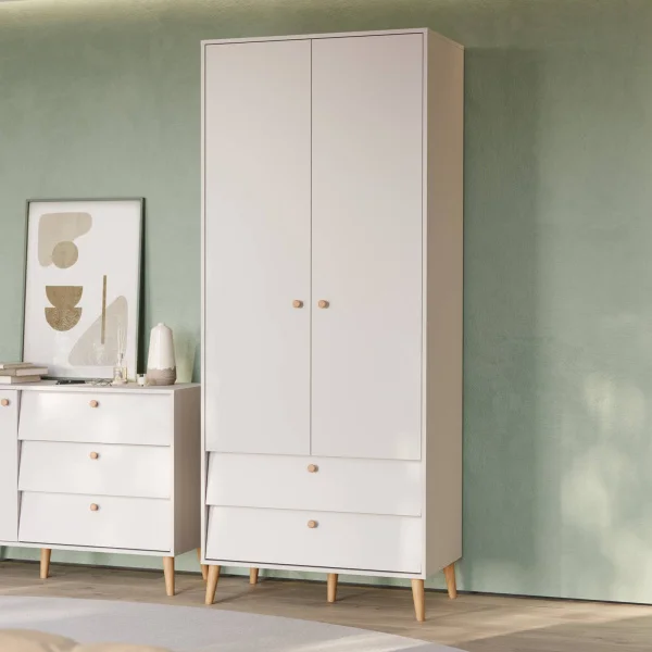 Шкаф 2-х дверный с двумя ящиками Афина 4-75901 кашемир серый