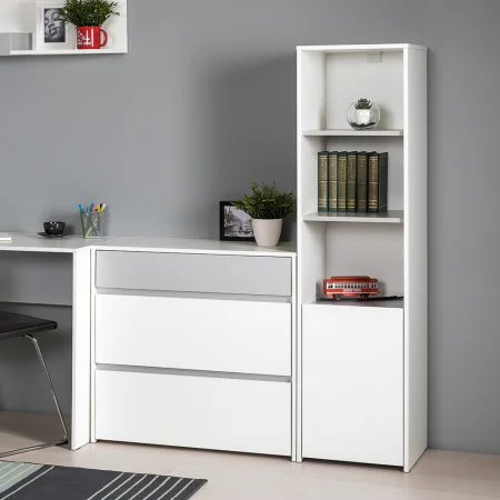 Шкаф комбинированный Торонто 13.13 белый шагрень/стальной серый