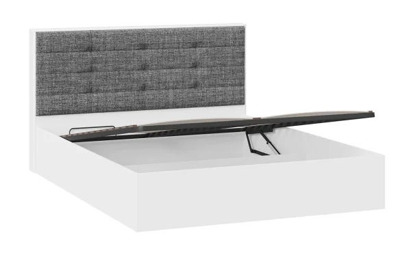 Кровать Тесса с подъемным механизмом белый жемчуг/рогожка серая Кровать Тесса с подъемным механизмом белый жемчуг/рогожка серая
