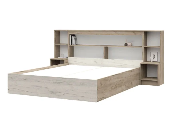 Кровать с прикроватным блоком Бася дуб крафт серый/дуб крафт белый Кровать с прикроватным блоком Бася дуб крафт серый/дуб крафт белый