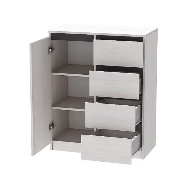 Комод 1 створка/ящики Кэт-1 ясень анкор светлый/графит Комод 1 створка/ящики Кэт-1 ясень анкор светлый/графит