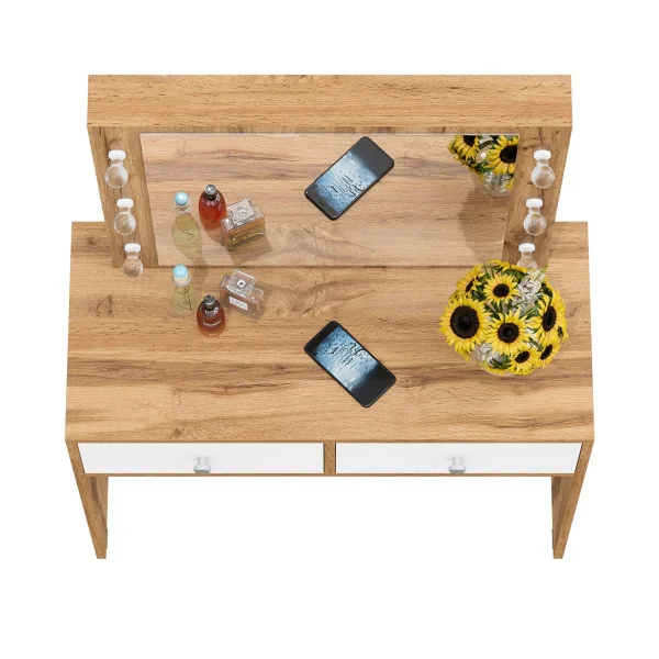 Стол косметический с подсветкой СТ-5 дуб вотан/белый Стол косметический с подсветкой СТ-5 дуб вотан/белый