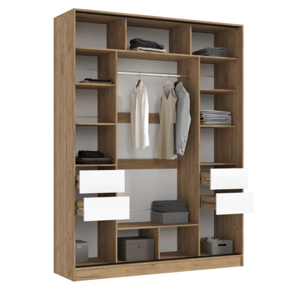 Шкаф-купе Роджина 1800 дуб крафт/белый глянец