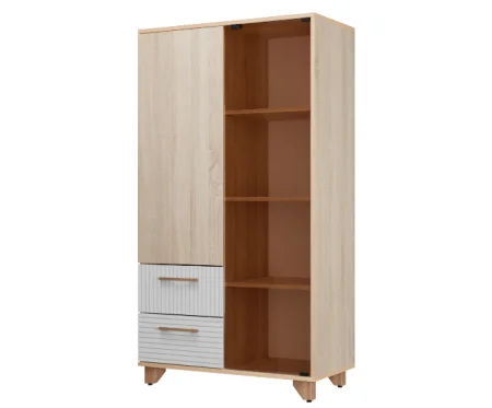 Стеллаж Копенгаген со стеклом дуб сонома/белый матовый