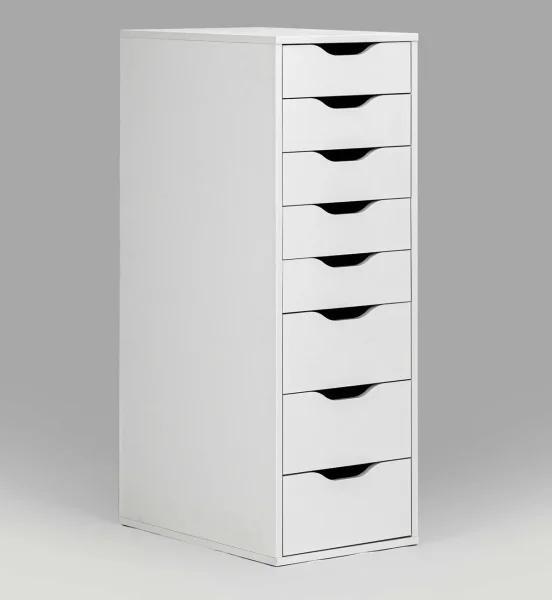 Узкий комод 8 ящиков Ингар белый