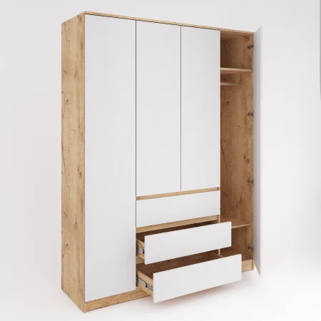 Шкаф Охта Лайт 1600.3 дуб вотан/белый