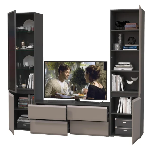 Модульная гостиная Сидней антрацит/веллюто капучино