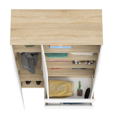 Шкаф с тремя ящиками и тремя дверками МШ 1200.1 дуб сонома/белый