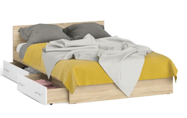 Кровать с ящиками Мори дуб сонома/белый Кровать с ящиками Мори дуб сонома/белый