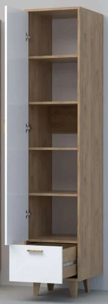 Пенал Эго П-1 (НГ) дуб крафт золотой/белый глянец