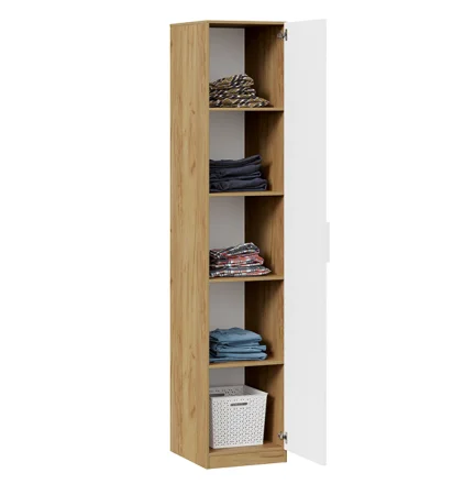 Шкаф для белья Хилтон дуб крафт золотой/белый матовый