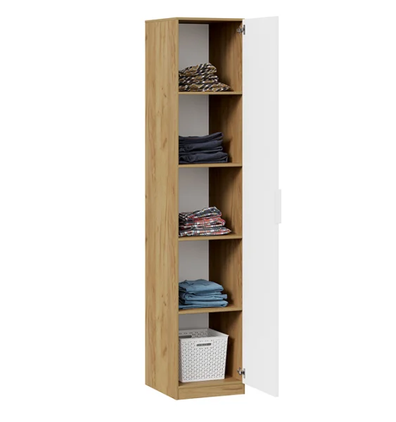 Шкаф для белья Хилтон дуб крафт золотой/белый матовый