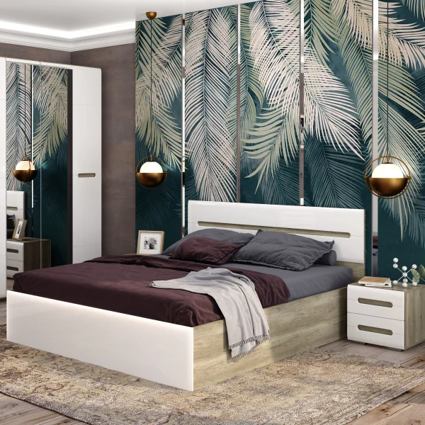 Кровать Наоми КР-11 1,6 дуб каньон/белый глянец Кровать Наоми КР-11 1,6 дуб каньон/белый глянец