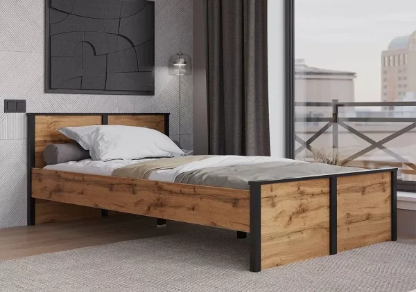 Кровать Лофт LOZ120 дуб вотан/черный Кровать Лофт LOZ120 дуб вотан/черный