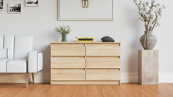 Широкий комод шесть ящиков МК 1200.6 дуб сонома Широкий комод шесть ящиков МК 1200.6 дуб сонома