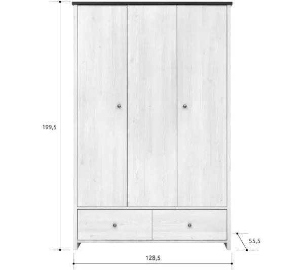 Шкаф платяной Порто ZF3D2S джанни/сосна ларико