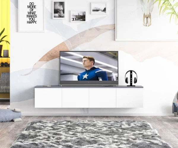 ТВ-тумба подвесная Сити-11 графит/белый ТВ-тумба подвесная Сити-11 графит/белый