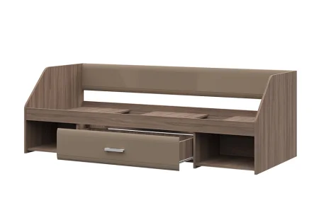 Кровать одноярусная Симба ясень шимо темный/кофе с молоком