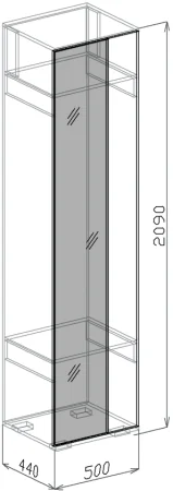 Вешалка с зеркалом Лидер №6 венге/рельеф пастель
