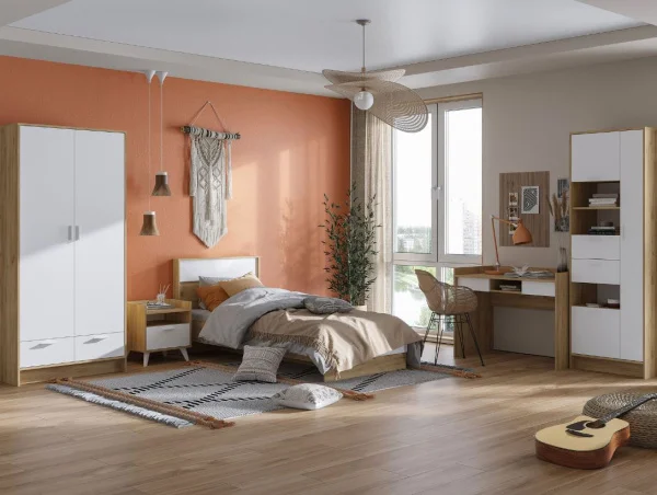 Тумба прикроватная Ирис ТБ-01 дуб крафт золотой/белый