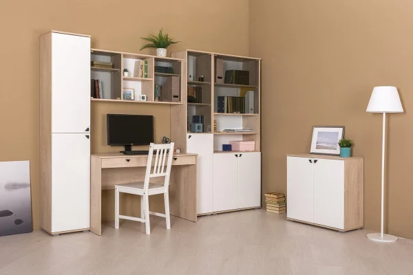 Шкаф Бостон 13.154 дуб эндгрейн элегантный/милк рикамо софт