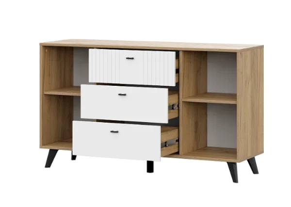 Комод Милан 3 ящика двухстворчатый дуб золотой/белый матовый Комод Милан 3 ящика двухстворчатый дуб золотой/белый матовый