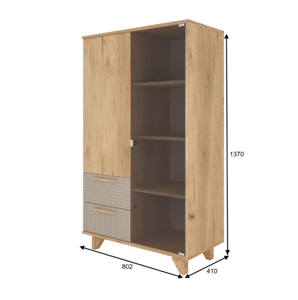 Шкаф-витрина Ньерд дуб вотан/ива пепельная