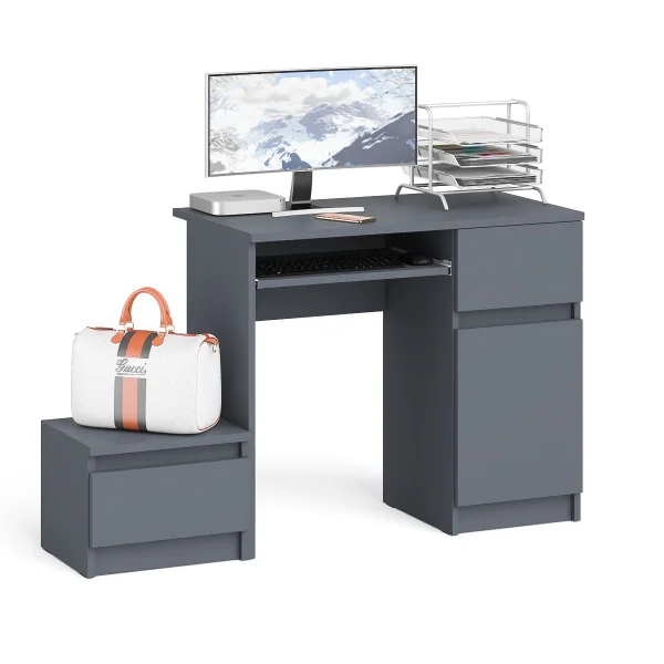 Комплект Мори Стол компьютерный МС-1 правый + Тумба ТПМ 400.1 графит