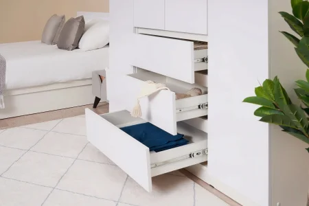 Шкаф Челси 1600 белый/белый глянец