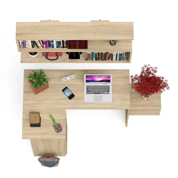 Комплект стол компьютерный МС-16 левый + Тумба ТМП 400.1 + Полка 1200 дуб сонома