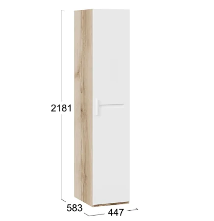 Шкаф для белья с 1-ой дверью Фьюжн дуб делано/белый глянец