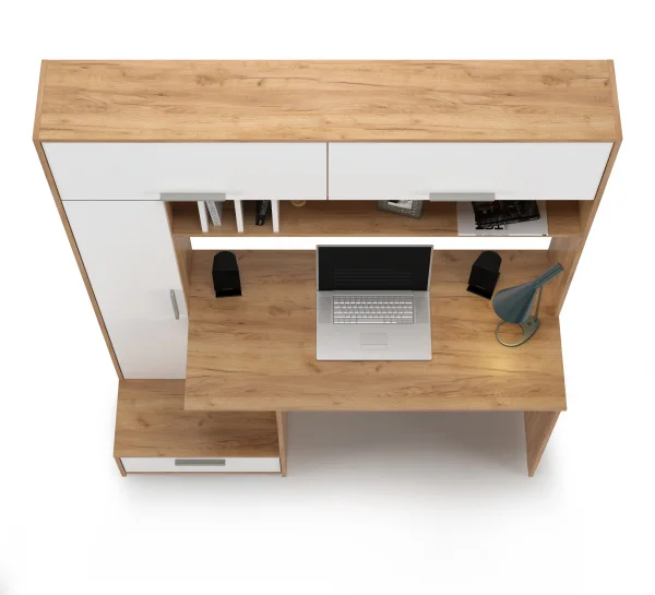 Стол письменный Лайт 03.243 дуб крафт золотой/белый