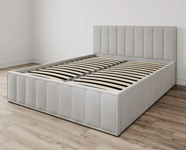 Кровать Лана 140х200 с подъемным механизмом, велюр серый софт Кровать Лана 140х200 с подъемным механизмом, велюр серый софт