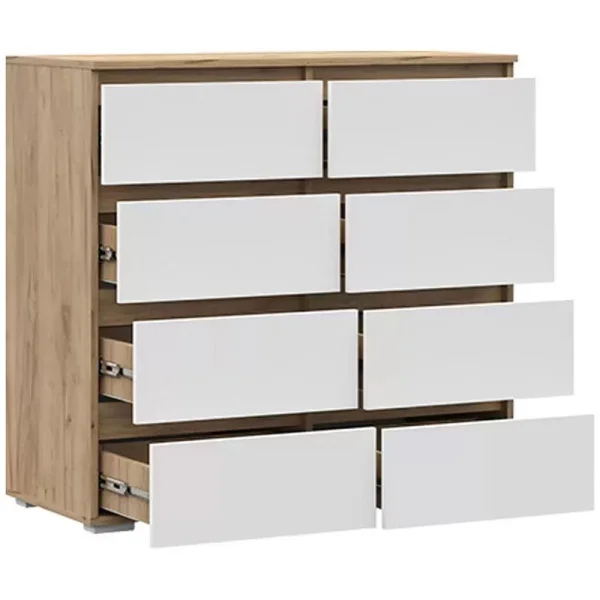 Комод 8 ящиков Хелен КМ-04 дуб крафт золото/белый Комод 8 ящиков Хелен КМ-04 дуб крафт золото/белый