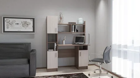 Стол компьютерный ПКС-6 ясень шимо темный/шимо светлый