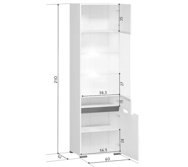 Шкаф с витриной Ацтека REG1W1D/21/6 белый глянец Шкаф с витриной Ацтека REG1W1D/21/6 белый глянец