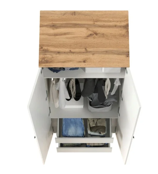 Шкаф для одежды Остин 13.336.02 белый шагрень/дуб крафт золотой