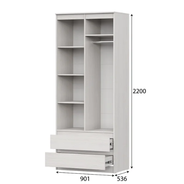 Шкаф двухстворчатый комбинированный Бриз-1 ясень анкор светлый