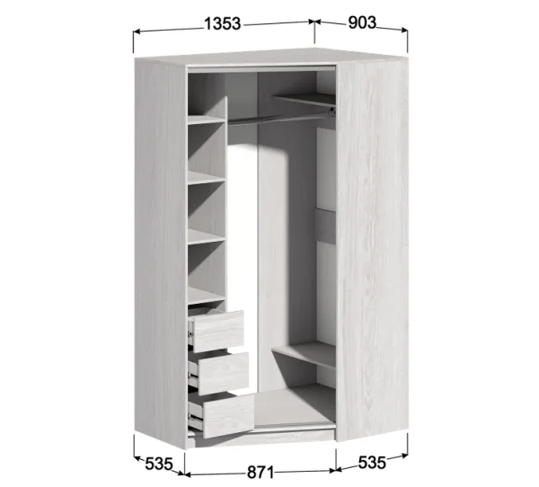 Шкаф-купе Угловой №1 анкор светлый