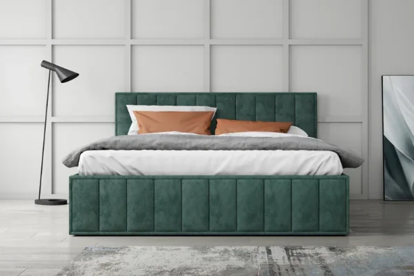 Кровать Лана 140х200 с подъемным механизмом, велюр зеленый софт Кровать Лана 140х200 с подъемным механизмом, велюр зеленый софт