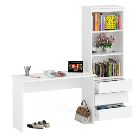 Комплект Мори Стол письменный МСП 1200.1 + Стеллаж МСТ 600.3 белый