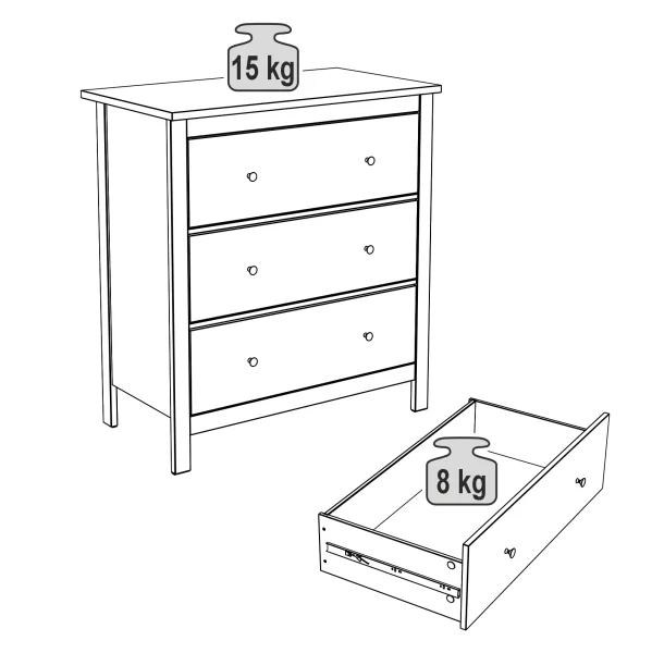 Комод 3 ящика Сага белый