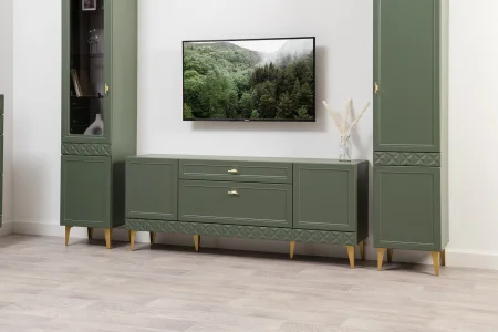 Модульная гостиная Марион дымчатый зеленый/олива шагрень